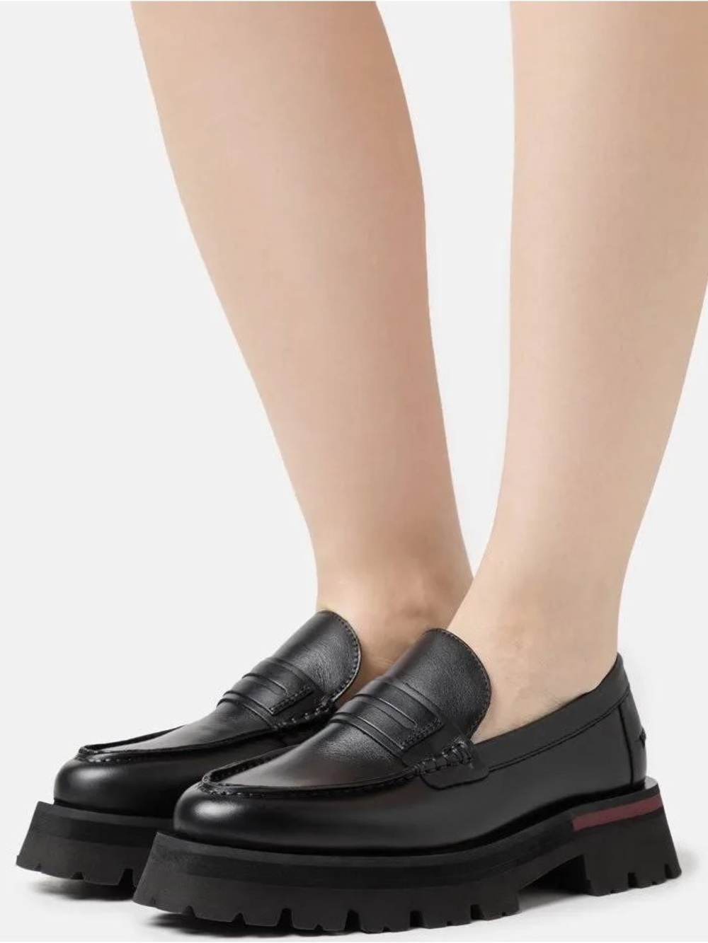 Paul Smith Black Leather Lug Sole Penny Loafers